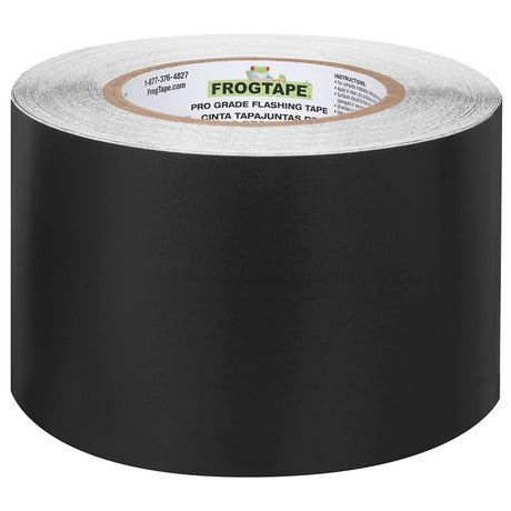 FrogTape 105724 Flashing Tape, 75 ft L, 3-3/4 in W, Black, Acrylic Adhesive