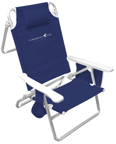 Caribbean Joe CJ-7750 Deluxe Beach Chair, 24-1/2 in W, 19 in D, 32 in H, Aluminum Frame, Polyester Seat, Pack of 4