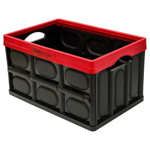 Greenmade InstaCrate 12 gal Black/Red Folding Crate 11.7 in. H X 14.2 in. W X 21 in. D Stackable, Pack of 4