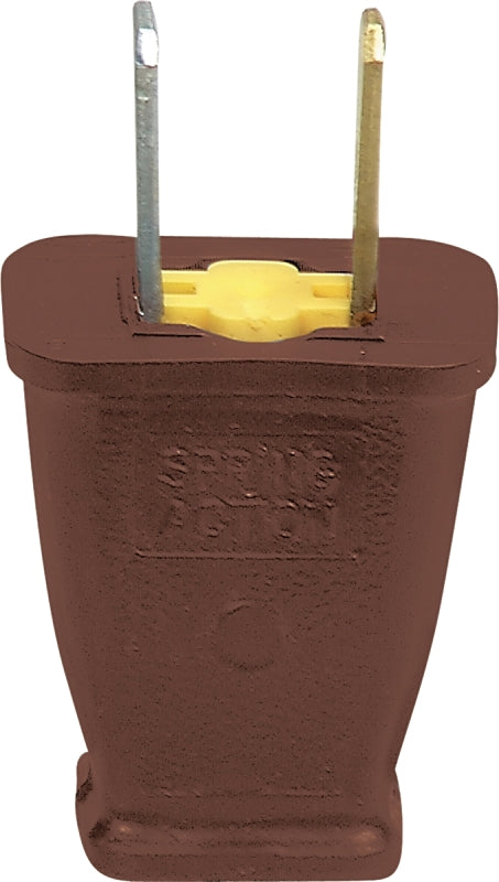 Eaton Wiring Devices SA540B Electrical Plug, Polarized, Spring Action, 21/64 in, 2-Pole, 15 A, 125 V, Brown