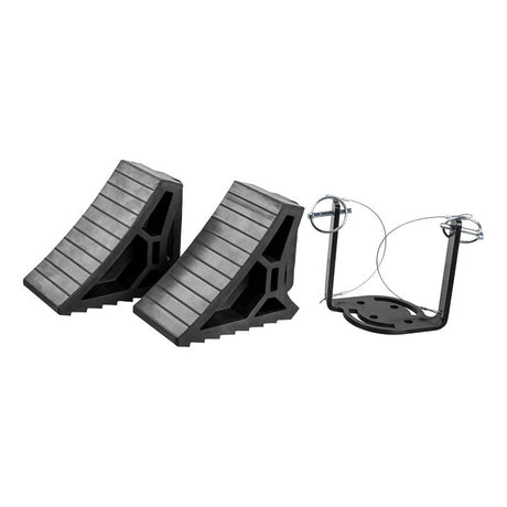 Curt 22802 Wheel Chock, 10 in L, 5-7/8 in W, 3-7/8 in H, Rubber/Steel