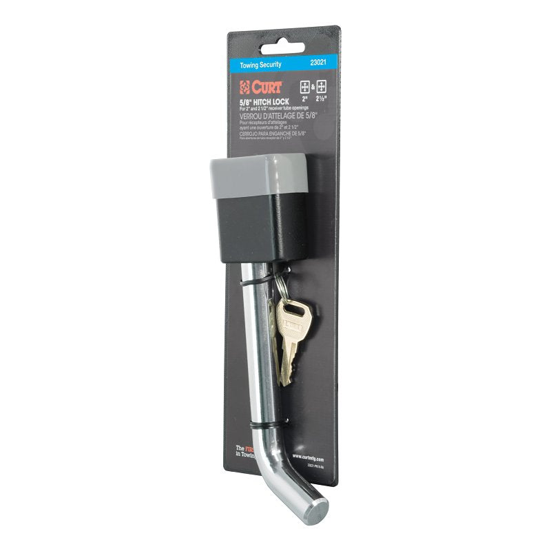 Curt 23021 Trailer Hitch Lock, 5/8 in Dia Pin, 6-3/4 in OAL, Carbon Steel, Chrome-Plated