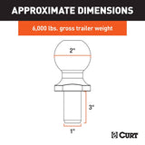 Curt 40074 Trailer Ball, 2 in Dia Ball, 1 in Dia Shank, 6000 lb Gross Towing, Steel