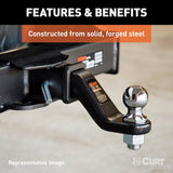 Curt 45341 Ball Mount, 8-1/2 in L, 4 in Drop, 3 in Rise, Class 5 Hitch, Steel, Carbide