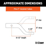 Curt 45342 Ball Mount, 9-1/2 in L, 6 in Drop, 5 in Rise, Class 5 Hitch, Steel, Carbide