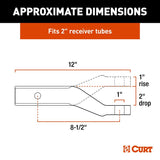 Curt 45360 Ball Mount, 8-1/2 in L, 2 in Drop, 1 in Rise, Class 3 Hitch, 1 in Dia Hitch Ball, Aluminum