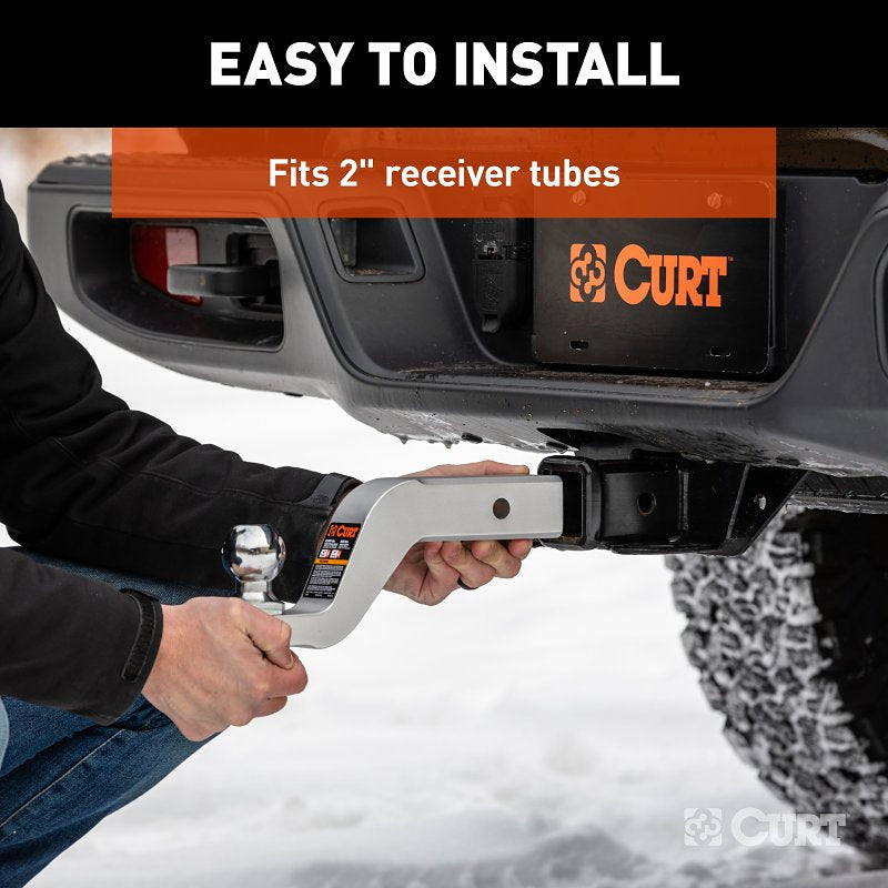 Curt 45361 Ball Mount, 8-1/2 in L, 4 in Drop, 3 in Rise, Class 3 Hitch, 1 in Dia Hitch Ball, Aluminum