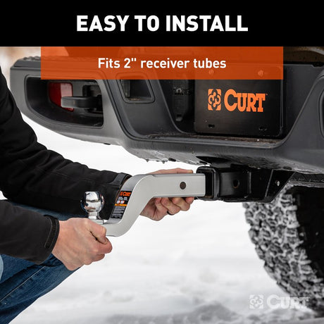 Curt 45361 Ball Mount, 8-1/2 in L, 4 in Drop, 3 in Rise, Class 3 Hitch, 1 in Dia Hitch Ball, Aluminum