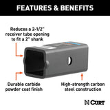 Curt 45405 Receiver Tube Adapter Sleeve, 1-Hole, Carbon Steel, Powder-Coated