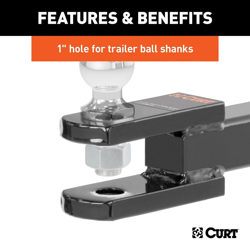 Curt 45821 Clevis-Pin Mount, 1-Hole, 2 in, 1 in Dia Hitch Ball, Steel Hitch Ball, Powder-Coated