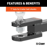 Curt 45821 Clevis-Pin Mount, 1-Hole, 2 in, 1 in Dia Hitch Ball, Steel Hitch Ball, Powder-Coated