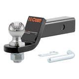 Curt 45836 Loaded Ball Mount, 1-Hole, 2 in, 2 in Dia Hitch Ball, Carbon Steel, Powder-Coated