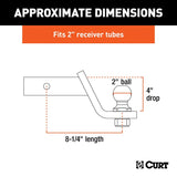 Curt 45856 Loaded Ball Mount, Cat Class 3, 1-Hole, 2 in, 2 in Dia Hitch Ball, Carbon Steel, Powder-Coated