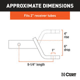 Curt 45870 Ball Mount, 9-1/4 in L, 6 in Drop, 4-1/4 in Rise, Powder-Coated