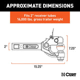 Curt 48006 Receiver-Mount Ball and Pintle Hitch, Steel, Black, Carbide Powder-Coated