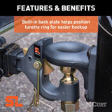Curt 48406 SecureLatch Receiver Mount Ball and Pintle Hitch, 2-5/16 in Dia Hitch Ball, Carbon Steel