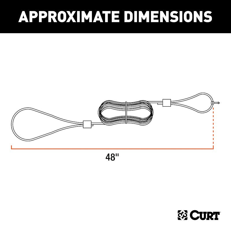 Curt 52021 Replacement Breakaway Switch Lanyard, Steel, Clear Coat
