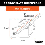 Curt 29428 Hand Crank Winch, Hand Power, 1900 lb, Steel