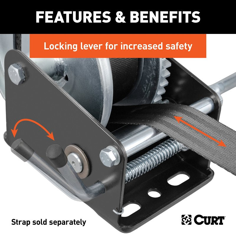 Curt 29428 Hand Crank Winch, Hand Power, 1900 lb, Steel