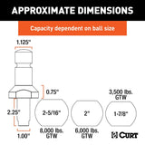 Curt 42225 Switch Ball Trailer Ball Set, 1-7/8, 2, 2-5/16 in Dia Ball, 1 in Dia Shank, Steel