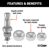 Curt 42225 Switch Ball Trailer Ball Set, 1-7/8, 2, 2-5/16 in Dia Ball, 1 in Dia Shank, Steel