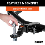 Curt 42225 Switch Ball Trailer Ball Set, 1-7/8, 2, 2-5/16 in Dia Ball, 1 in Dia Shank, Steel