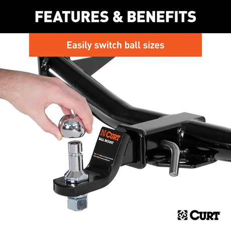 Curt 42225 Switch Ball Trailer Ball Set, 1-7/8, 2, 2-5/16 in Dia Ball, 1 in Dia Shank, Steel