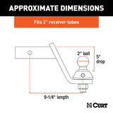 Curt RockerBall Series 45144 Cushion Hitch Kit, Cat Class 3, 4, 5, 1-Hole, 2 in, 2 in Dia Hitch Ball, Steel