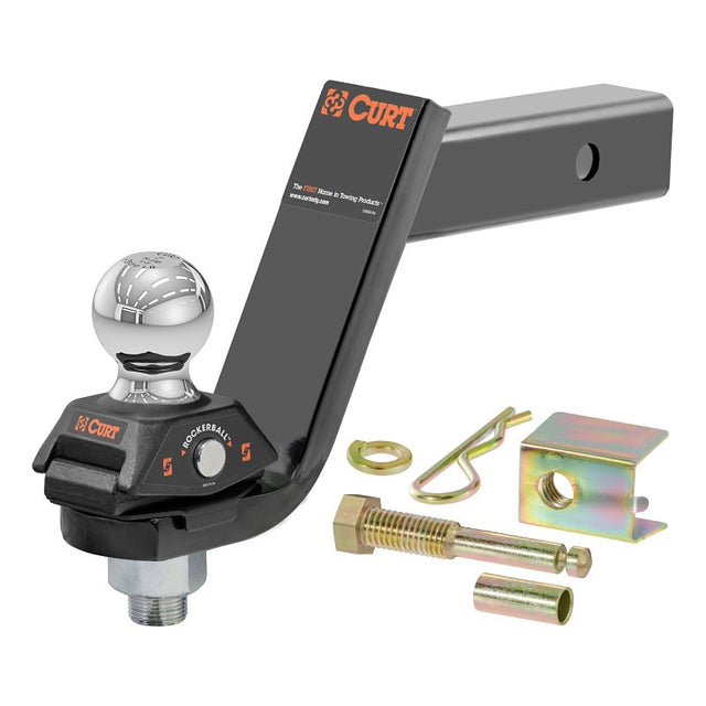 Curt RockerBall Series 45144 Cushion Hitch Kit, Cat Class 3, 4, 5, 1-Hole, 2 in, 2 in Dia Hitch Ball, Steel