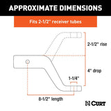 Curt 45458 Ball Mount, Cat Class 5, 1-Hole, 2-1/2 in, 1-1/4 in Dia Hitch Ball, Steel, Powder-Coated