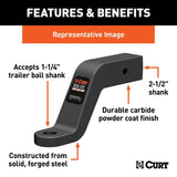 Curt 45459 Commercial-Duty Ball Mount, Class 5 Hitch, Carbon Steel, Powder-Coated