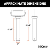 Curt 45803 Clevis Pin with Handle and Clip, 1 in Dia Pin, 2, 2-1/2 in OAL, Steel, Powder-Coated