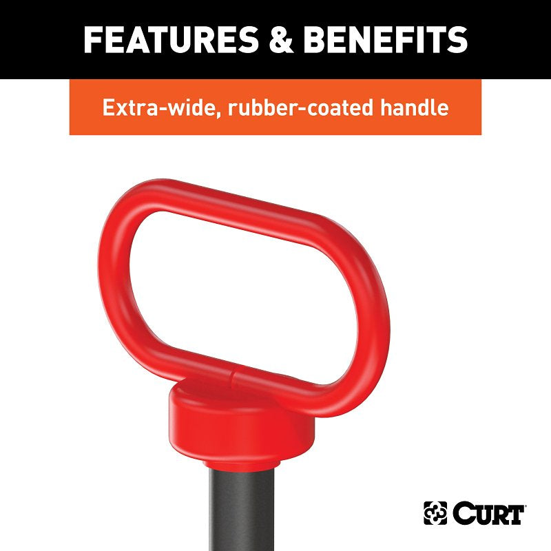 Curt 45804 Clevis Pin, 4 in OAL, Carbide/Steel, Powder-Coated