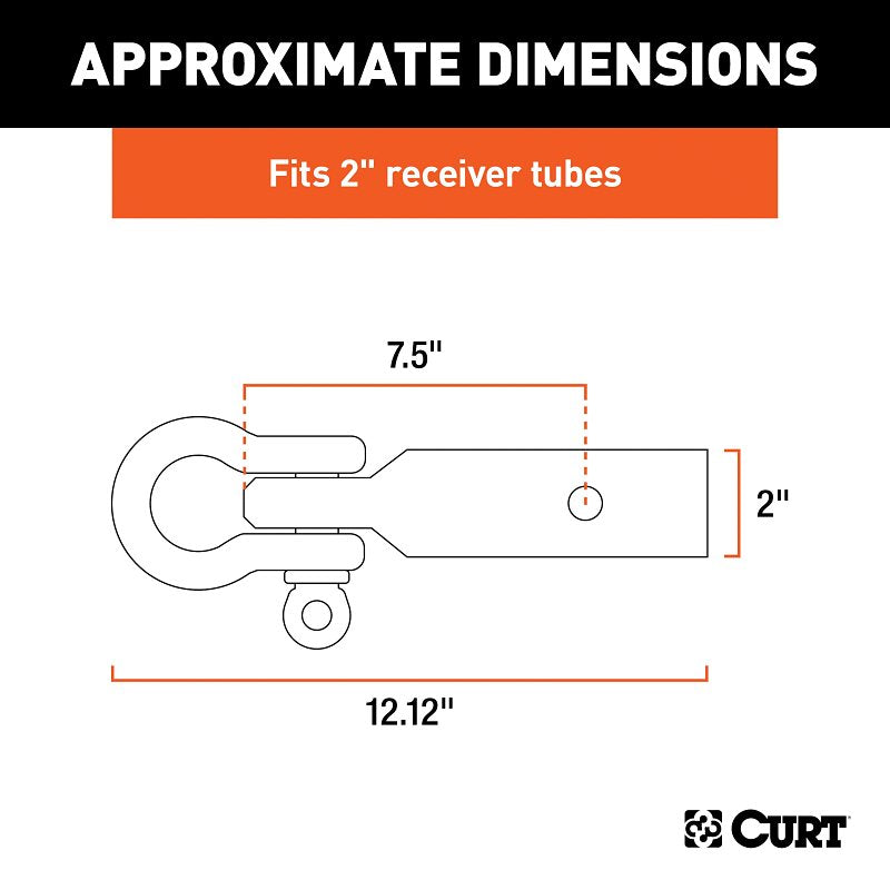 Curt 45832 D-Ring Shackle-Mount, 4, 5 Hitch, Steel, Carbide Powder-Coated