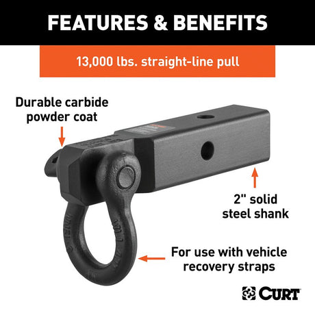 Curt 45832 D-Ring Shackle-Mount, 4, 5 Hitch, Steel, Carbide Powder-Coated