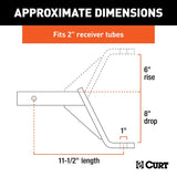 Curt 45890 Ball Mount, 11-1/2 in L, 8 in Drop, 6-1/4 in Rise, Powder-Coated