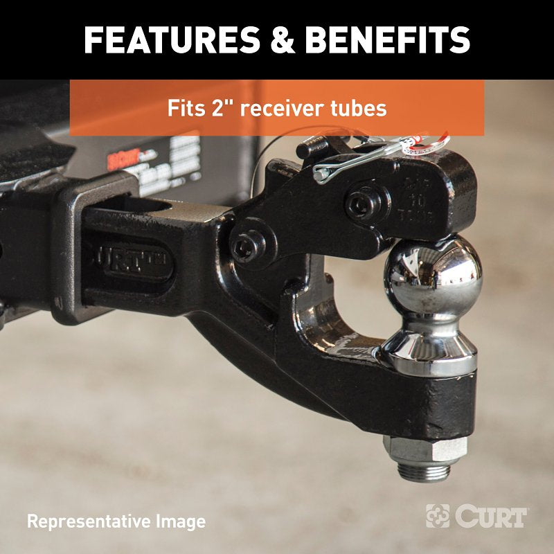 Curt 48007 Ball and Pintle Combination, 2 in Dia Eye, 10,000, 16,000 lb Working Load, Steel, Powder-Coated