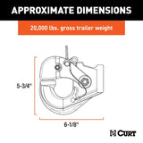 Curt 48210 Pintle Hook, 2-1/2 to 3 in Dia Eye, 20,000 lb Working Load, Steel, Carbide Powder-Coated
