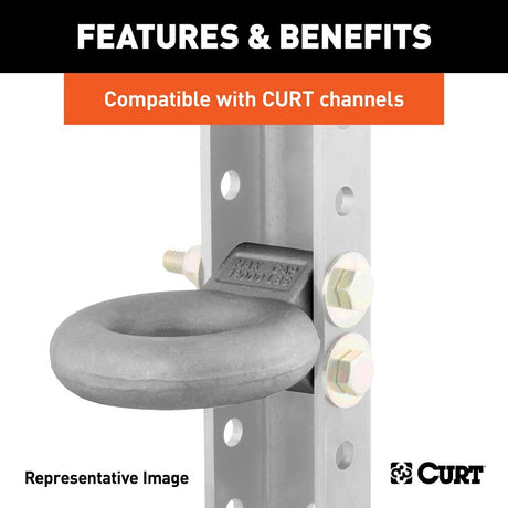 Curt 48660 Lunette Ring, Channel Style, Steel, Raw, For: CURT #48610 or #48650 Pintle Hitch