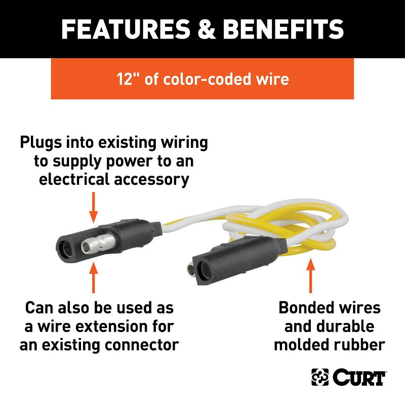 Curt 58021 Connector Plug and Socket with 12 in Wire