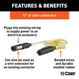Curt 58021 Connector Plug and Socket with 12 in Wire