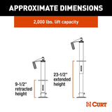 CURT Quick Drop 733926 Tongue Jack, 2000 lb Lifting, 14 in Max Lift H, 5 in OAH