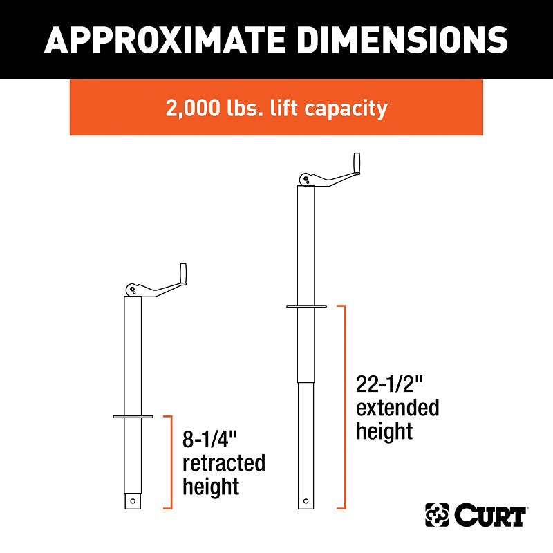 Curt 28200 A-Frame Jack, 2000 lb Lifting, 14 in Max Lift H