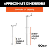 Curt 28200 A-Frame Jack, 2000 lb Lifting, 14 in Max Lift H