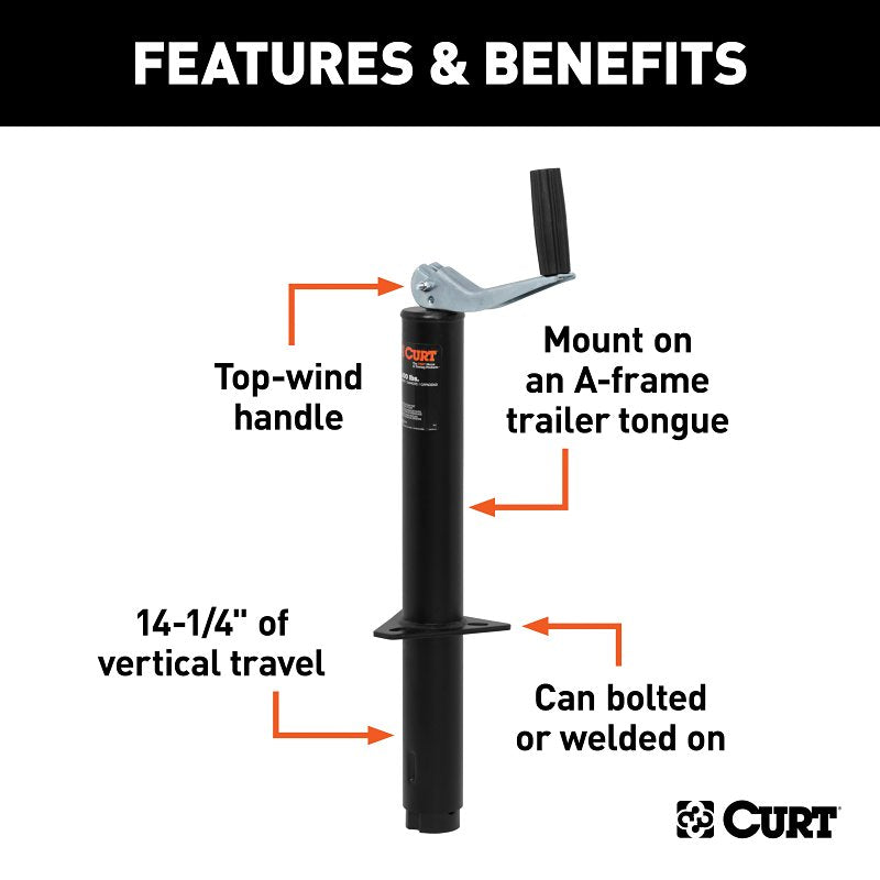 Curt 28200 A-Frame Jack, 2000 lb Lifting, 14 in Max Lift H