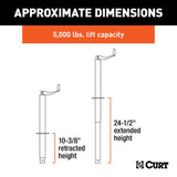 Curt 28250 A-Frame Jack, 3000 lb Lifting, 14 in Max Lift H, 5000 lbs Support Capacity