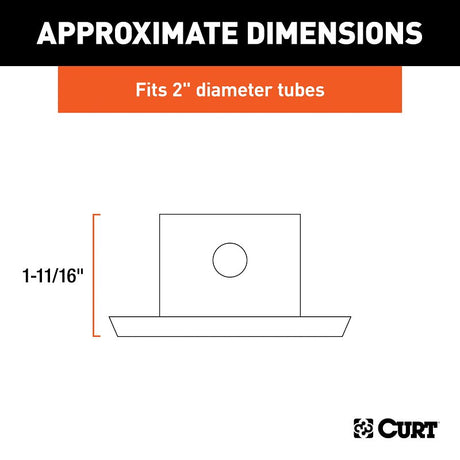 Curt 28273 Jack Foot, For: 2 in Dia Tube, 2000 lb, Pin-On Locking, Steel, Clear Zinc