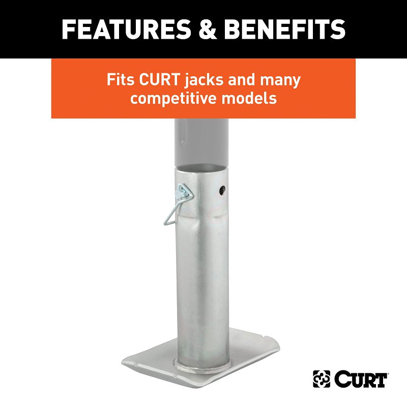 Curt 28275 Jack Foot, For: 2 in Dia Tube, 2000 lb, Pin-On Locking, Steel, Clear Zinc, 1/PK