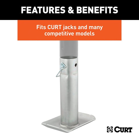 Curt 28275 Jack Foot, For: 2 in Dia Tube, 2000 lb, Pin-On Locking, Steel, Clear Zinc, 1/PK