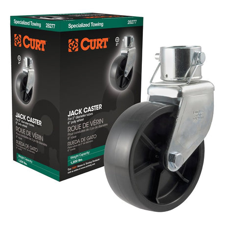 Curt 28277 Jack Caster, 1200 lb, Pin-On Locking, Poly, Clear Zinc